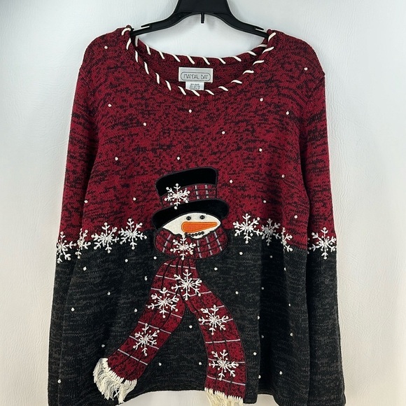 Mandal Bay Embroidered Snowman Sweater Knit, L - Picture 1 of 9